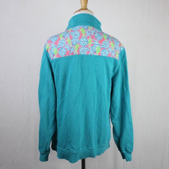 Simply Southern Blue Green Seashell Print 1/4 Zip Pullover Jacket Sweatshirt S/M - Picture 3 of 5